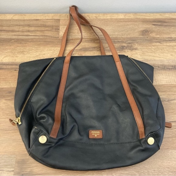 Fossil Ava PVC Leather Expandable Shopper Tote Bag - Picture 1 of 13